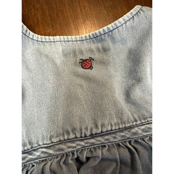 Go Softly Patio Denim Floral Embroidered Dress Women L Grandma Grunge Comfy Flaw - Picture 6 of 10